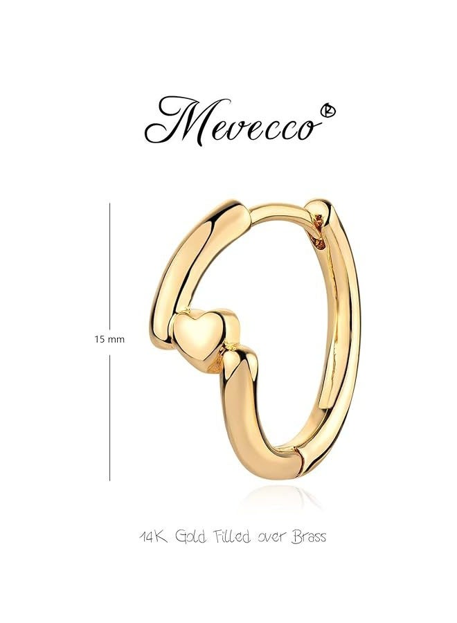 MEVECCO Women Huggie Earrings Gold Hoop Sleeper 14K Gold Filled Small Simple Handmade Hypoallergenic Everyday Jewelry - Image 2