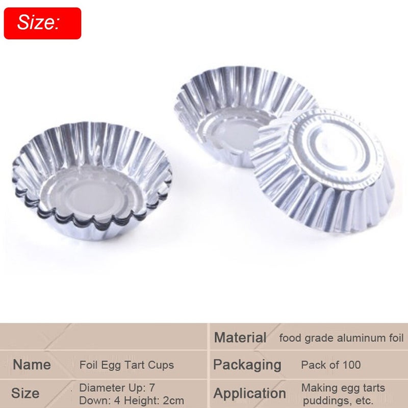 100pcs Egg Tart Vessel Tools Stainless Steel Saucepan Chocolate Chip Muffin Pudding Tin Aluminum Pastry Molds Pastry Cupcake Mould Practical Baking Bake Tool Baking Tool - Image 2