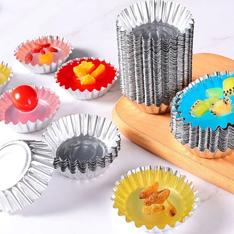 100pcs Egg Tart Vessel Tools Stainless Steel Saucepan Chocolate Chip Muffin Pudding Tin Aluminum Pastry Molds Pastry Cupcake Mould Practical Baking Bake Tool Baking Tool - Image 4