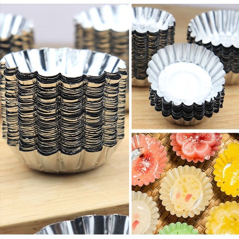 100pcs Egg Tart Vessel Tools Stainless Steel Saucepan Chocolate Chip Muffin Pudding Tin Aluminum Pastry Molds Pastry Cupcake Mould Practical Baking Bake Tool Baking Tool - Image 3
