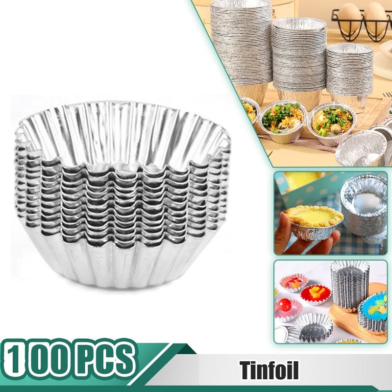 100pcs Egg Tart Vessel Tools Stainless Steel Saucepan Chocolate Chip Muffin Pudding Tin Aluminum Pastry Molds Pastry Cupcake Mould Practical Baking Bake Tool Baking Tool - Image 1