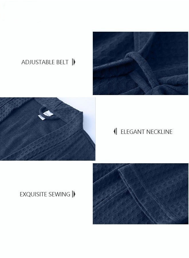 Men's Bathrobe Light Super Absorbent Skin-friendly Home Clothes Suitable For All Seasons Nightgown Navy Blue - Image 4