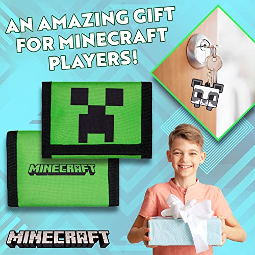 MINECRAFT محافظ أطفال ماينكرافت للأولاد مع فتحات بطاقات وجيب بسحاب للعملات وميداليات مفاتيح، هدايا رسمية للأطفال - Image 3