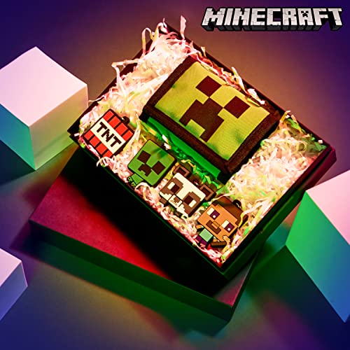 MINECRAFT محافظ أطفال ماينكرافت للأولاد مع فتحات بطاقات وجيب بسحاب للعملات وميداليات مفاتيح، هدايا رسمية للأطفال - Image 2