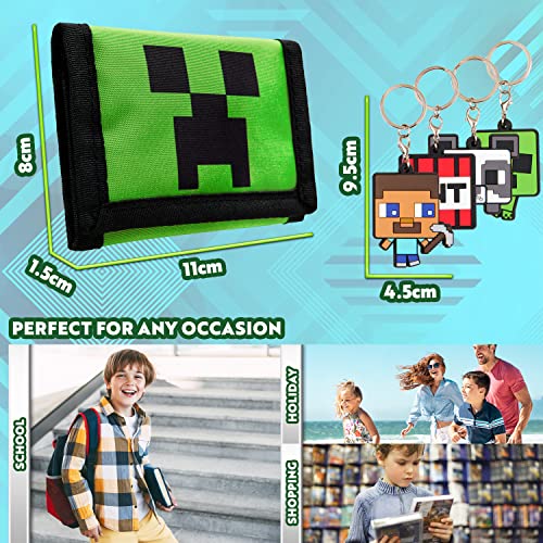 MINECRAFT محافظ أطفال ماينكرافت للأولاد مع فتحات بطاقات وجيب بسحاب للعملات وميداليات مفاتيح، هدايا رسمية للأطفال - Image 5