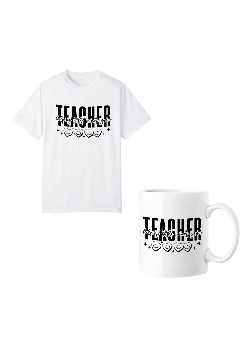 PRINTSHOP4ME Teachers Day T-Shirt And Ceramic Coffee Mug Combo–Thoughtful Gift Set For Teachers–Ideal For Women Educators–Appreciation Gift For Teacher’s Day,End Of Year Or Back To School  - Image 1