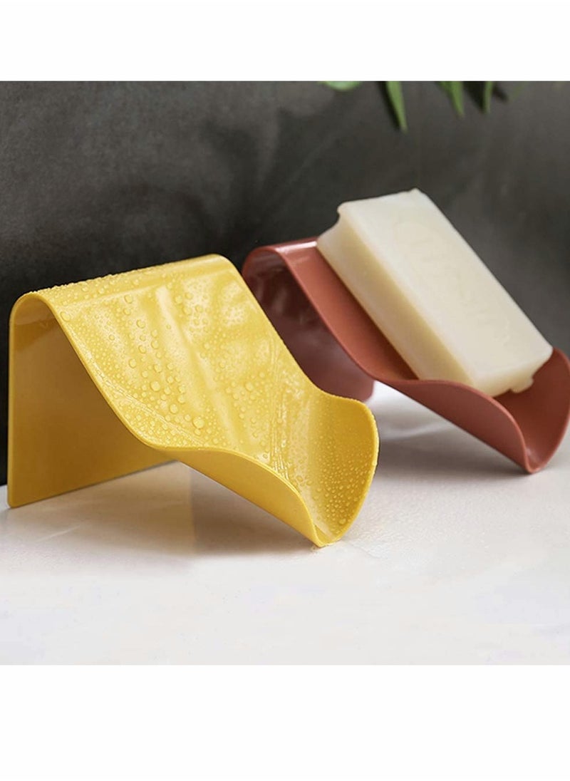 KASTWAVE - Soap Dish, Self Draining Bar Soap Holder Shower, 4 pcs Novel and Convenient Soap Saver, White, Blue, Brick Red, Yellow Bathroom Slim Compact Soap Dish Storage Holder for Bathroom Shower, 4 pcs - Image 1