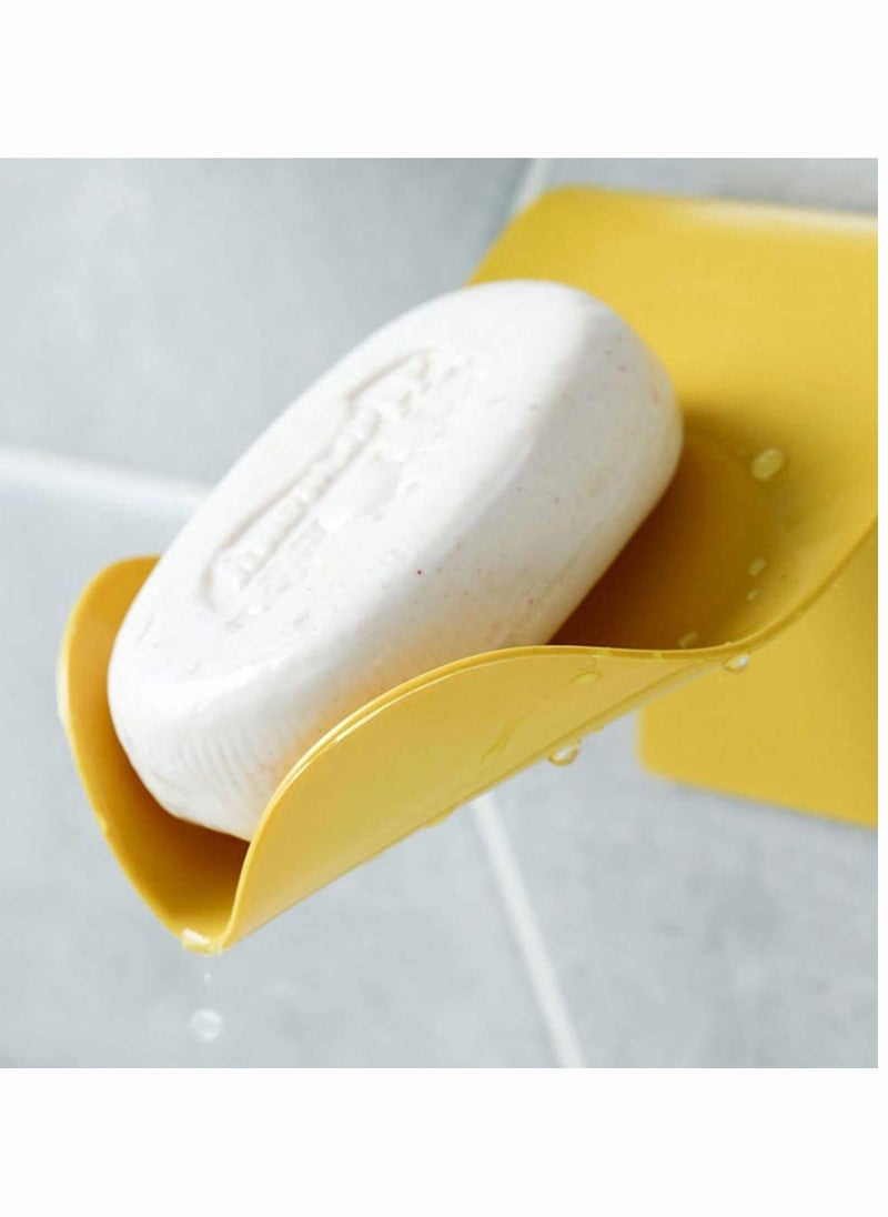 KASTWAVE - Soap Dish, Self Draining Bar Soap Holder Shower, 4 pcs Novel and Convenient Soap Saver, White, Blue, Brick Red, Yellow Bathroom Slim Compact Soap Dish Storage Holder for Bathroom Shower, 4 pcs - Image 1