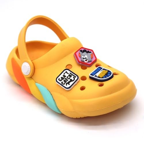 SVAAR x Tom & Jerry Slingback Clog Shoes for Boys & Girls || Indoor & Outdoor Sandals Clogs for Kids with 6 Tom & Jerry Charms Mango - Image 4