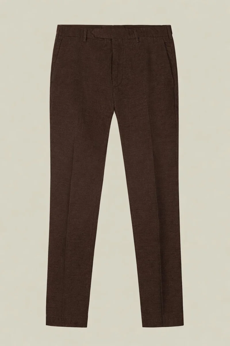 Classic regular fit men's trousers - DK Brown