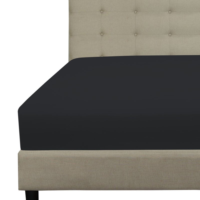 ROYALE LINENS Royale Linens Fitted Sheet Queen - Brushed Hotel Quality 1800 Ultra-Soft Wrinkle & Fade Resistant - Bottom Sheet - Deep Pocket Stretches Up to 16 - Fitted Sheet Only - Elastic Sheet (Queen  Black) 