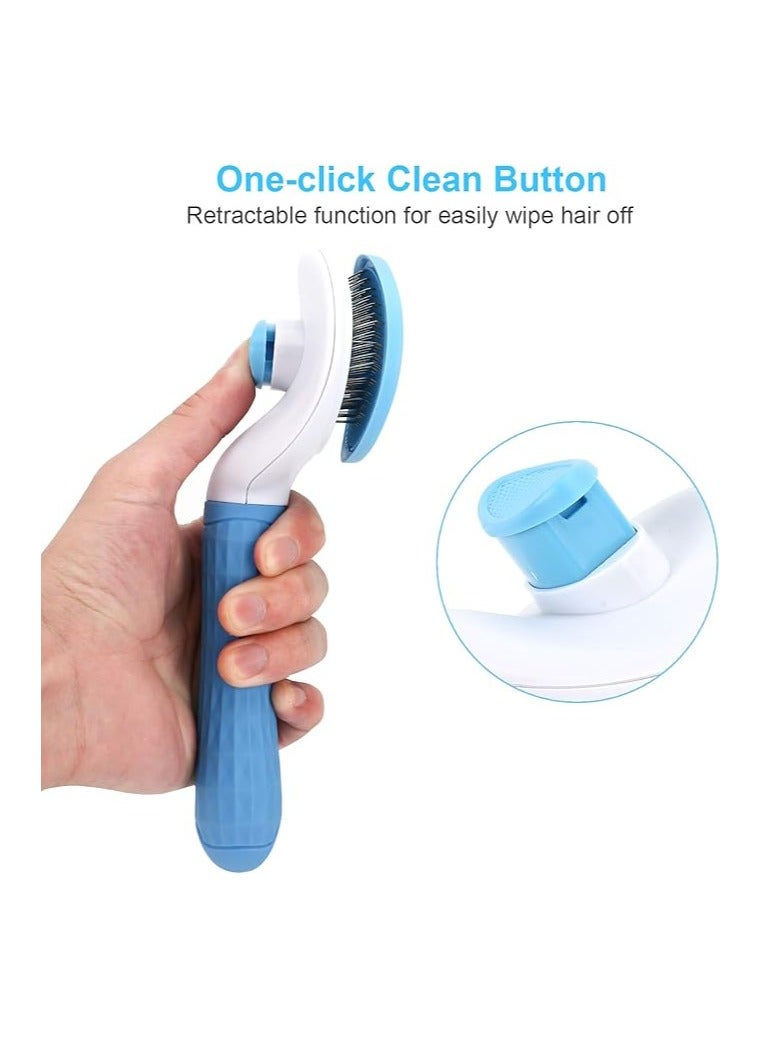 Depets Self Cleaning Slicker Brush, Pet Grooming Shedding Brush - Easy to Remove Loose Undercoat, Pet Massaging Tool Suitable for Pets with Long or Short Hair (Assorted Colors) - ‎EP-GM-135-BLU_M - Image 4