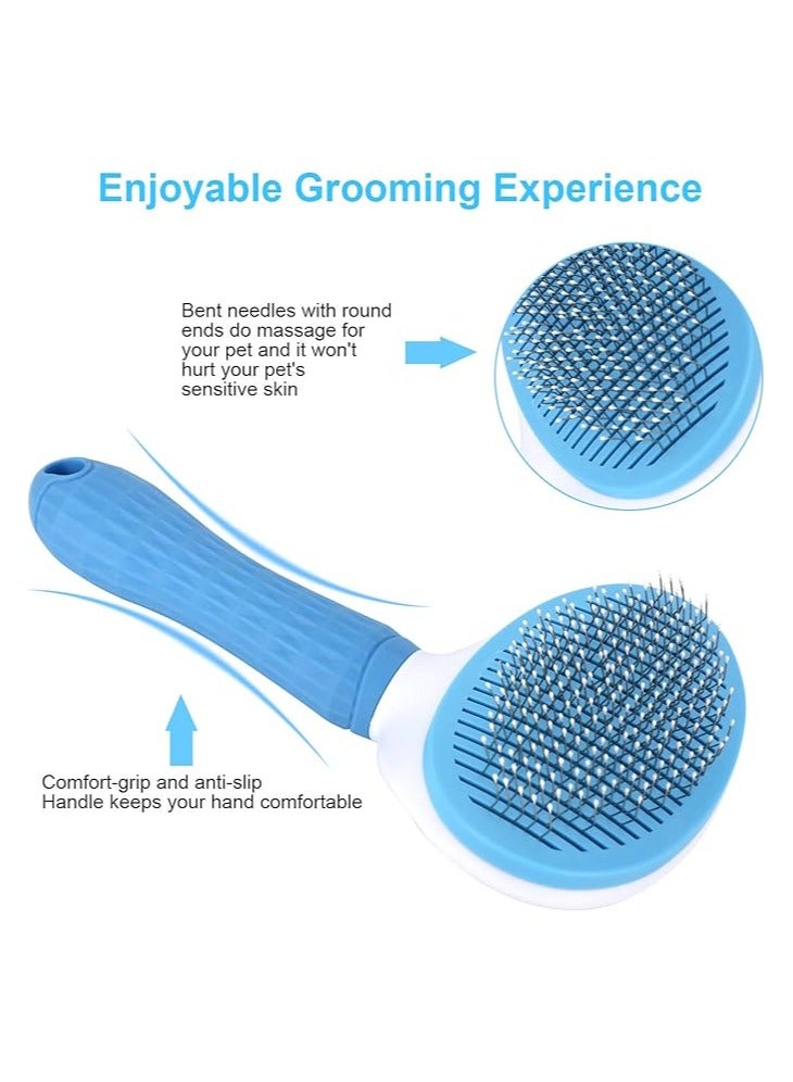 Depets Self Cleaning Slicker Brush, Pet Grooming Shedding Brush - Easy to Remove Loose Undercoat, Pet Massaging Tool Suitable for Pets with Long or Short Hair (Assorted Colors) - ‎EP-GM-135-BLU_M - Image 2