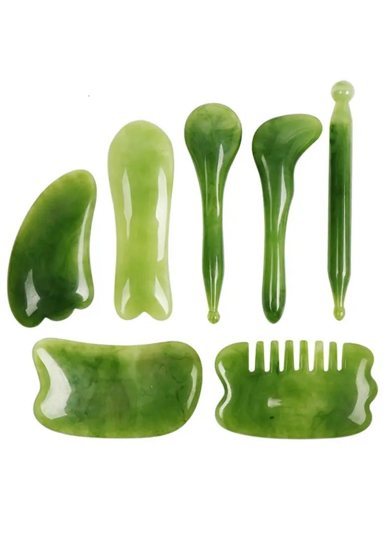 ORiTi 7 Pieces Gua Sha Scraping Massage Tool Natural Resin GuaSha Tool Massage Tools Set  - Image 1