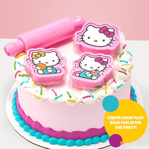 DecoPac DecoSet® Hello Kitty® Play Bake Fun Cake Topper, 7-Piece Decoration Set with Collectable Cookie Cutter Stampers And Rolling Pin, Food Safe - Image 4