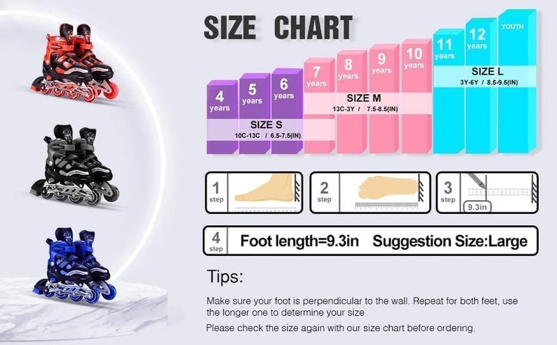 TEKCOOL 4 Wheels Adjustable Inline Skates Skating Shoes for Boys Kids Girls Skating Shoe Adjustable Roller Blades, Age 6 to 15 Years, PU Strong LED Flash Light on Wheels Aluminium, Black - Image 5