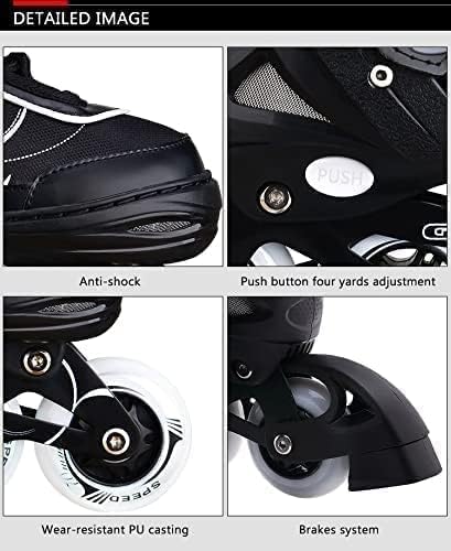 TEKCOOL 4 Wheels Adjustable Inline Skates Skating Shoes for Boys Kids Girls Skating Shoe Adjustable Roller Blades, Age 6 to 15 Years, PU Strong LED Flash Light on Wheels Aluminium, Black - Image 4