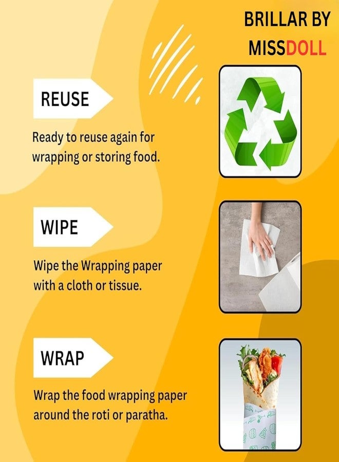 BRILLAR Food Wrapping Paper Roll for Kitchen – 30 Mtr/300 Gram Non-Stick Butter Paper & Parchment Paper for Baking, Air Fryer & Roti Wrap | Eco-Friendly & Food Grade Foil Paper Alternative - Image 4