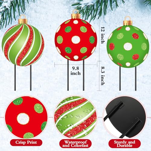 Drydiet 3 Pack Metal Christmas Yard Signs Decor Christmas Yard Stakes Outdoor Metal Xmas Signs with Stakes for Xmas Holiday Outdoor Garden Lawn Pathway Decoration - Image 3