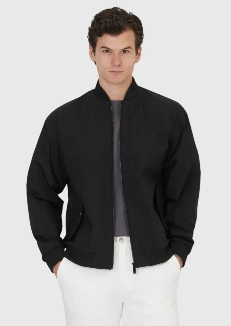 RAMSEY Black Regular Fit Turtleneck Casual Weaving Coat