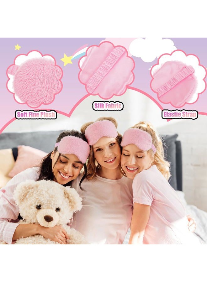 Chicingyou 48 Pcs Spa Sleepover Party Supplies 12 Spa Bow Headband 12 Plush Sleep Eye Mask Covers 12 Pair Fuzzy Sock 12 Gift Bags for Sleeping Birthday Sleepover Slumber Party Gift (Pink) - Image 4