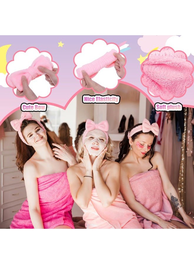 Chicingyou 48 Pcs Spa Sleepover Party Supplies 12 Spa Bow Headband 12 Plush Sleep Eye Mask Covers 12 Pair Fuzzy Sock 12 Gift Bags for Sleeping Birthday Sleepover Slumber Party Gift (Pink) - Image 3