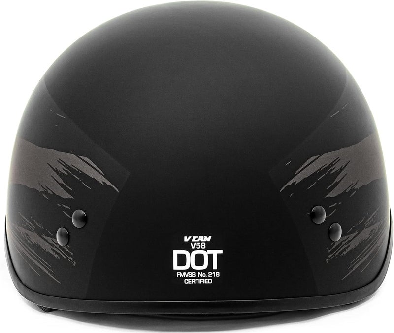 VCAN Cruiser Solid Flat Black Half Face Motorcycle Helmet with Drop-Down Sun Visor - Image 4
