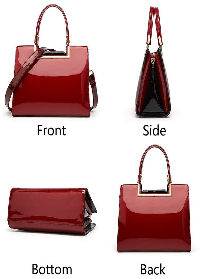 Rullar Women Top Handle Purse Satchel Patent PU Leather Handbag Shoulder Crossbody Bag Tote Black - Image 3