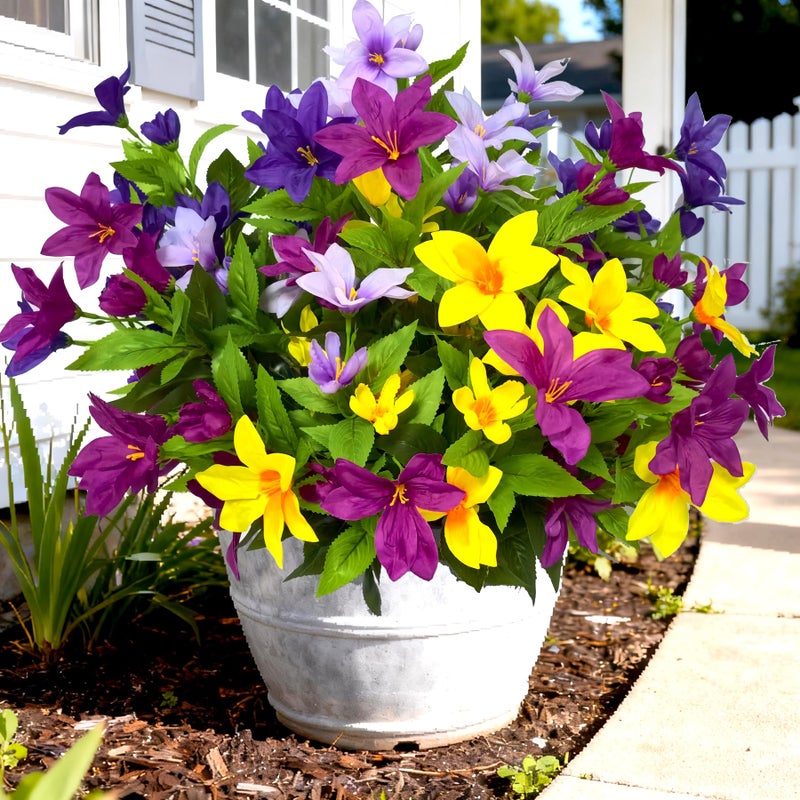 TSTWETO 4 Large Bundles Artificial Flowers for Outdoors 178 Realistic Fake Azalea Fake Plants UV Resistant Spring Summer Decor Faux Flowers Outdoor Plants No Fade for Porch Garden Window Box - Image 2