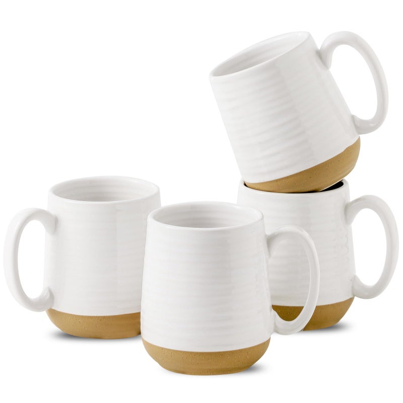 Hasense Coffee Mugs Set of 4 15 oz Ceramic Coffee Cups with Comfortable Handle Large Tea Cups for Coffee Soup Latte Mug Set Gift for Wedding Microwave and Dishwasher Safe White