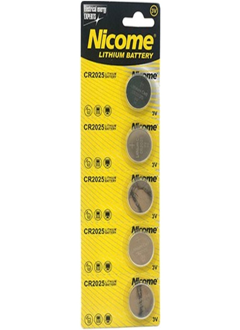 Nicome - CR2025 3V Lithium Battery Pack of 5 - Image 1