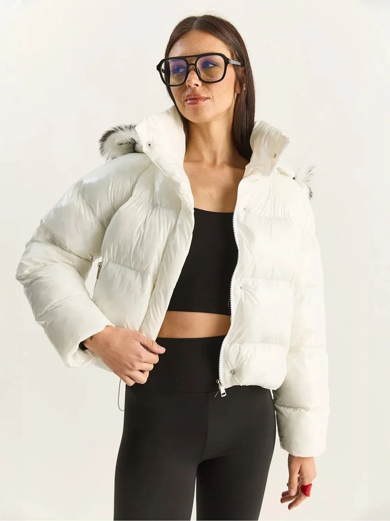 Bianco Lucci LUCCI Hooded Puffer Down Coat