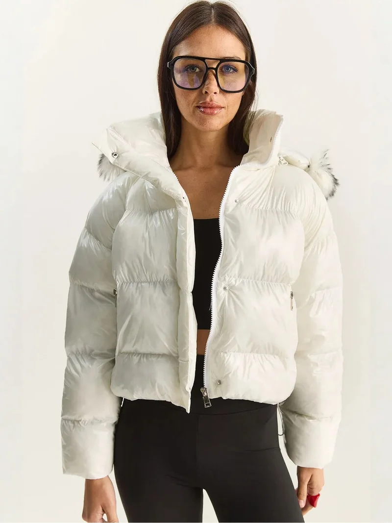Bianco Lucci LUCCI Hooded Puffer Down Coat