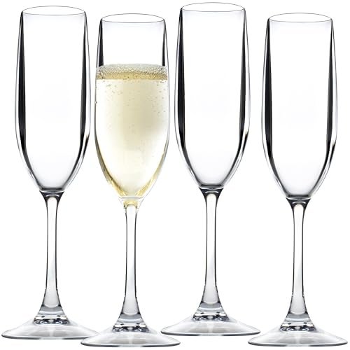 DEco Unbreakable 12 oz Champagne Flutes Set of 4 100 Tritan Reusable Mimosa  Champagne Glasses  Perfect Cocktail Glasses for Hosting Parties Indoors  Out  Great Graduation  Mothers Day Gift