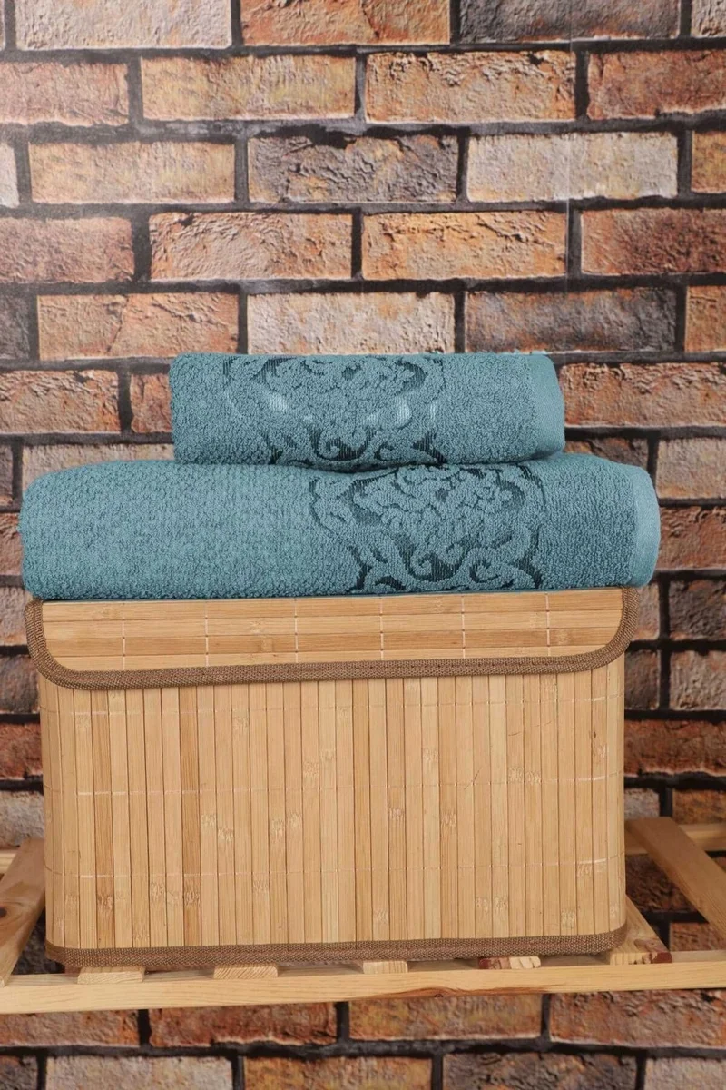 Mira Home 2 Piece Cotton Bath Towel Set Sultan Indigo