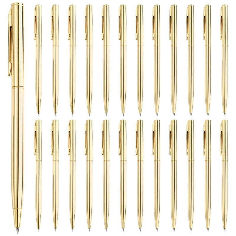 Elegant Gold Finish Metal Ballpoint Pen Set With Clips 25Pcs For Weddings Parties - Image 4