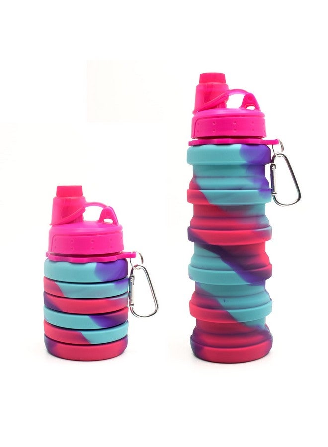 Kiditos Expandable Silicone Sipper Water Bottle For Kids For Sports, Trekking, Cycling, Gym, School Water Bottle With Snap Hook, Magenta/Blue (Pack Of 1 Unit), 500 Ml - Image 1