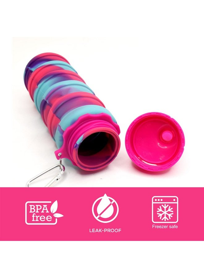 Kiditos Expandable Silicone Sipper Water Bottle For Kids For Sports, Trekking, Cycling, Gym, School Water Bottle With Snap Hook, Magenta/Blue (Pack Of 1 Unit), 500 Ml - Image 5