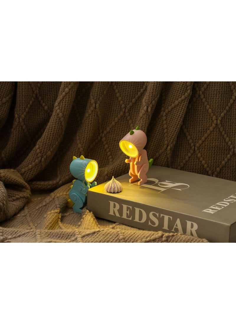 Generic - Macaron Mini Desk Lamp Creative DIY Night Light LED Cute Pet Desktop Cartoon Dinosaur Ornaments Ins Student Gift Creative Gift Ornaments (Pink Dinosaur) - Image 1