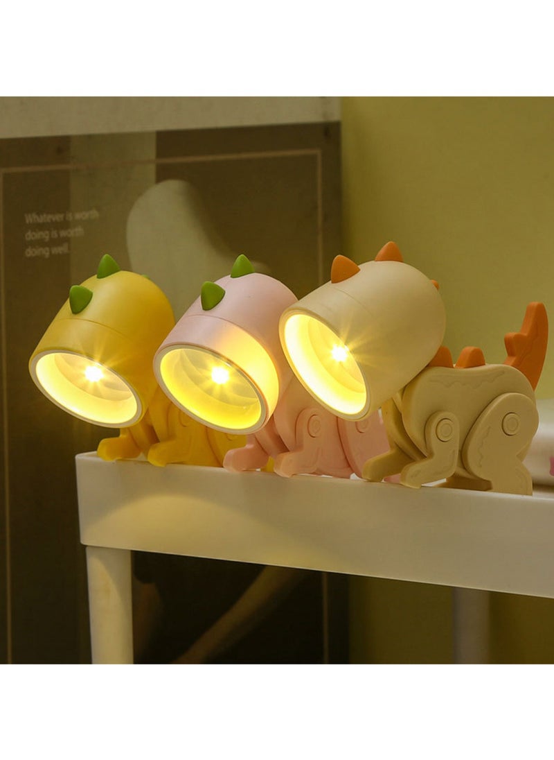 Generic - Macaron Mini Desk Lamp Creative DIY Night Light LED Cute Pet Desktop Cartoon Dinosaur Ornaments Ins Student Gift Creative Gift Ornaments (Pink Dinosaur) - Image 1