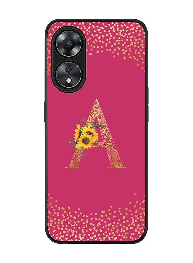 Stylizedd Cover for Oppo A78 5G /Oppo A58 5G Case , Rugged Black Slim fit Phone Cases Custom Monogram Initial Letter Mandala Floral Pattern Alphabet-A (Dark Pink Rose) - Image 1