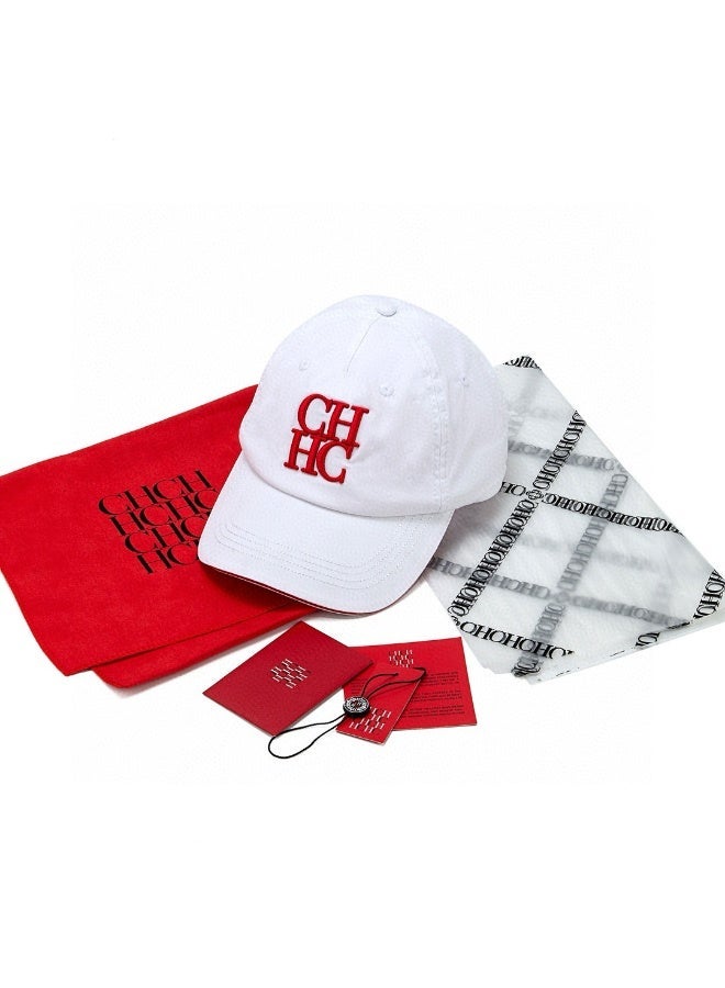 CAROLINA HERRERA White Unisex Baseball Cap CH Embroidery Luxury Adjustable Sun Protection Lightweight Breathable Comfortable for Daily Wear - Image 1