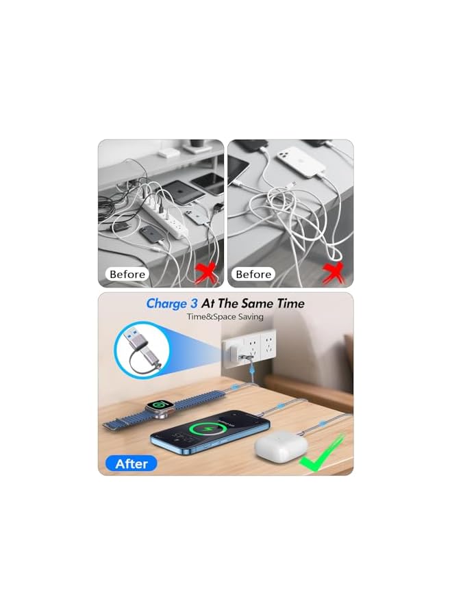 S-TOP 3-in-2 Multi Charging Cable Cord for Travel Essentials,Phone/Watch Charger,Type C/Lightning Cable Portable Designed - Image 3