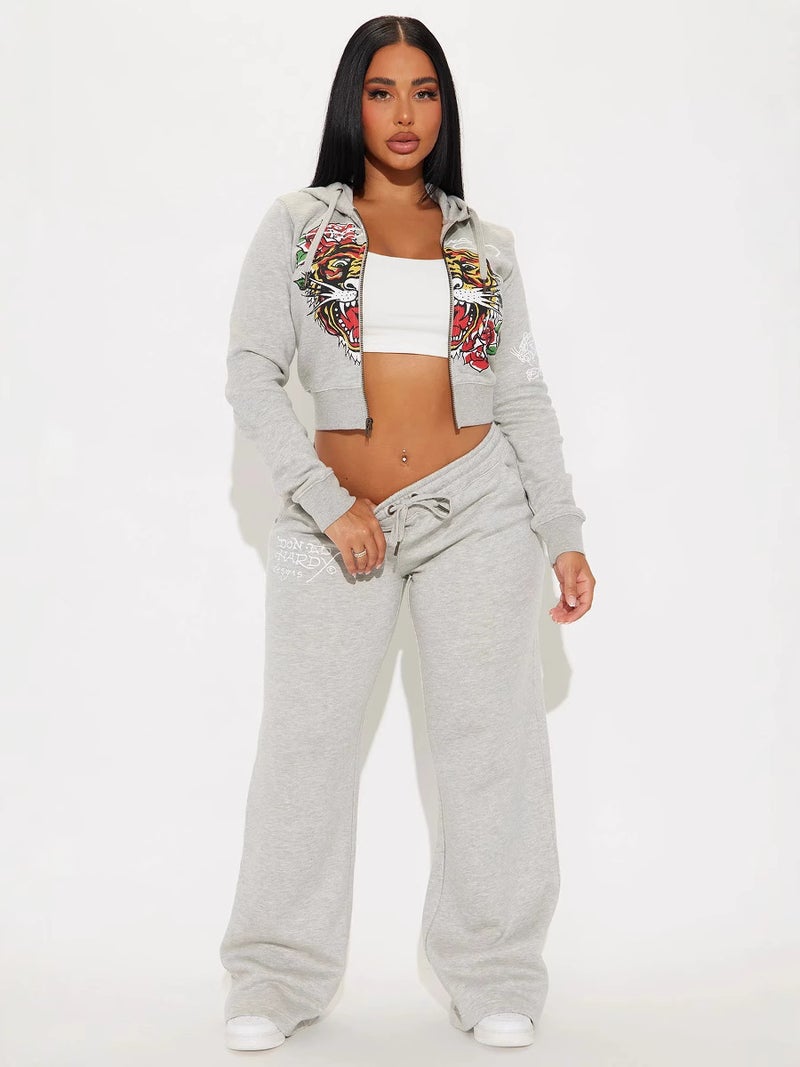 Suit Zone Loose Sweater Pants Printed Pants Long Sleeve Two-Piece 8181 - Image 2