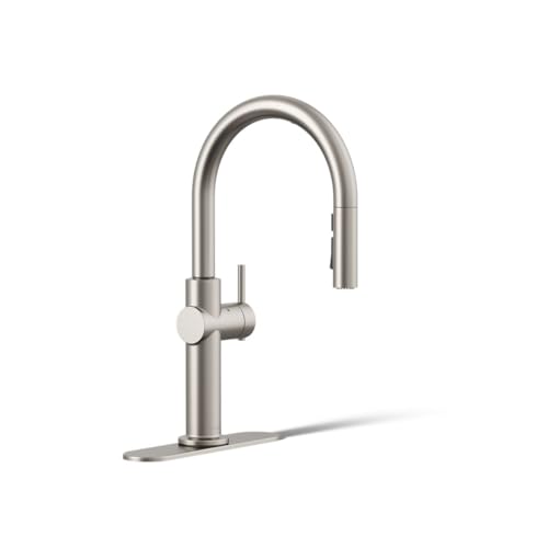 KOHLER Touchless Pull Down Kitchen Faucet, 3-Spray, Vibrant Stainless, with Touchless Activation and LED Light Indicating Ready Use - Image 1