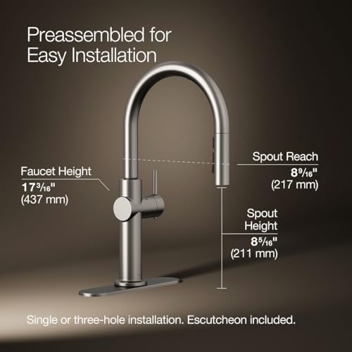 KOHLER Touchless Pull Down Kitchen Faucet, 3-Spray, Vibrant Stainless, with Touchless Activation and LED Light Indicating Ready Use - Image 3