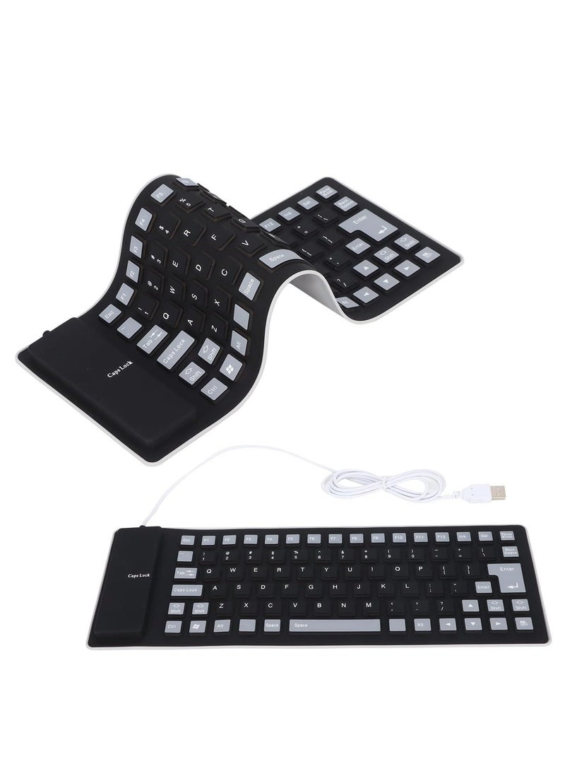 Foldable Flexible Keyboard USB Wired Gaming Keyboard 85 Keys Fully Sealed Design, Roll-up Silent Soft Keyboard Waterproof Dustproof for PC Notebook Laptop - Image 5