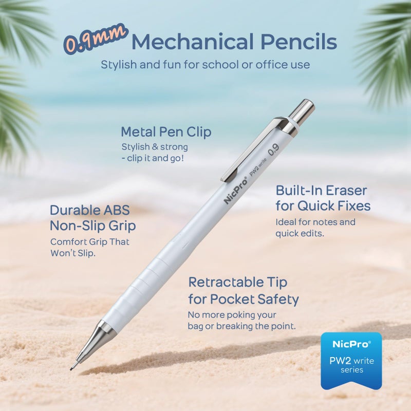 Nicpro Cute Mechanical Pencil Set, 4PCS 0.9mm Pastel Drafting Pencils with 4 Tube HB Lead Refills, 4B Erasers, Rotary Retractable Eraser and Eraser Refill for Writing Sketching Back to School Supplies - Image 2
