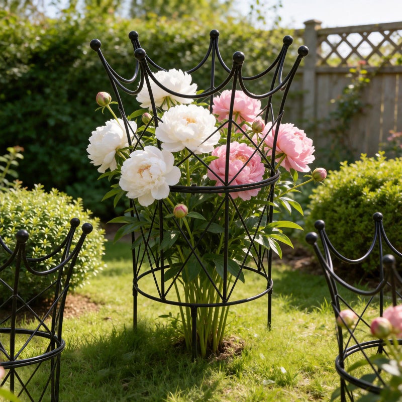 GOOOXIM Large Peony Cages and Supports 18.9"x23.6" - Durable Round Garden Flower Rings | Tall Plant Support Stakes for Outdoor Peonies | Enhances Peony Planting Success with Secure Grounding - Image 4