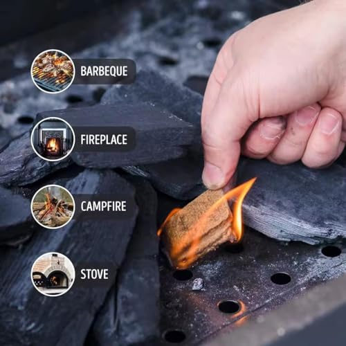 Jukusa Natural Fire Starters for Fireplace, Campfires, Fire Pit, BBQ Grill, Wood Stove, All Weather Charcoal Starter, Firelighters & Odorless Fire Starter (12 Cube) - Image 2